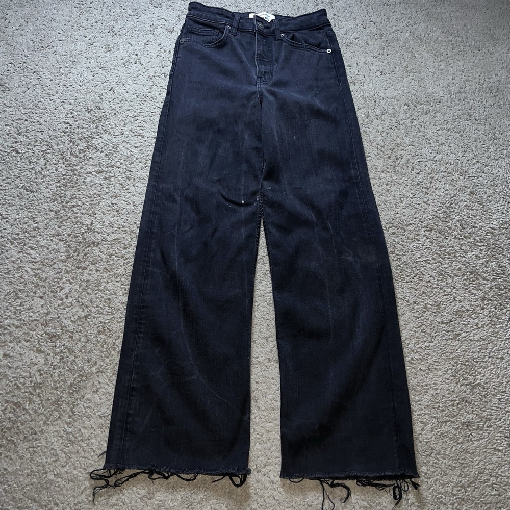 Reformation Wilder Jeans Womens 25 Charcoal High Rise Wide Leg Cropped Denim